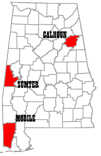 Alabama Map Showing Fifth Alabama Counties